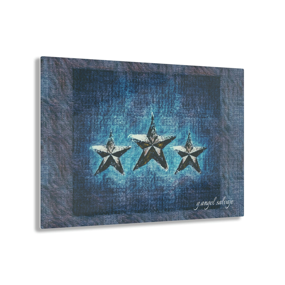 Triple Star in Textured Blues Acrylic Prints