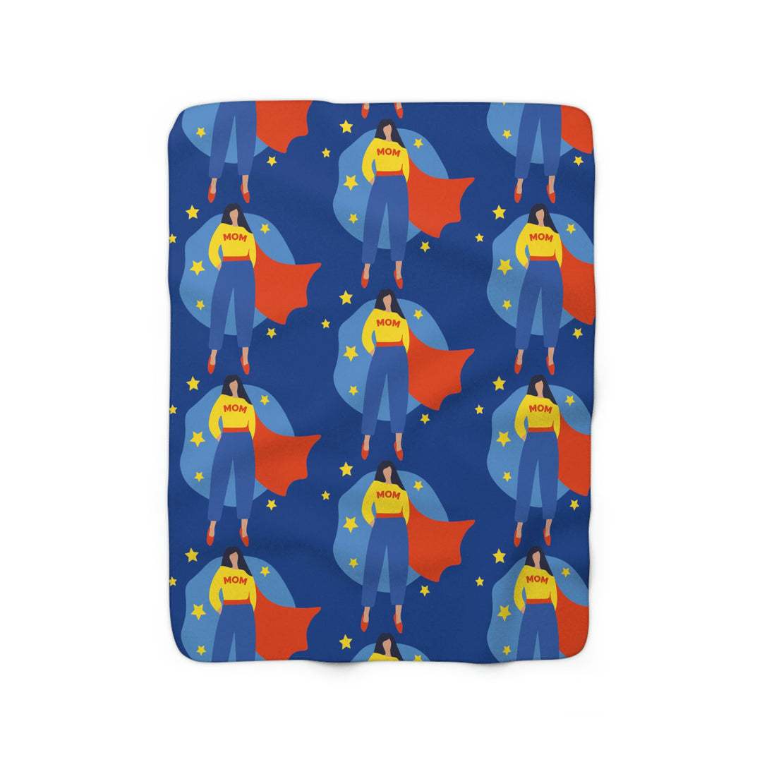 Super Hero Mom  on Blue Sherpa Fleece Blanket