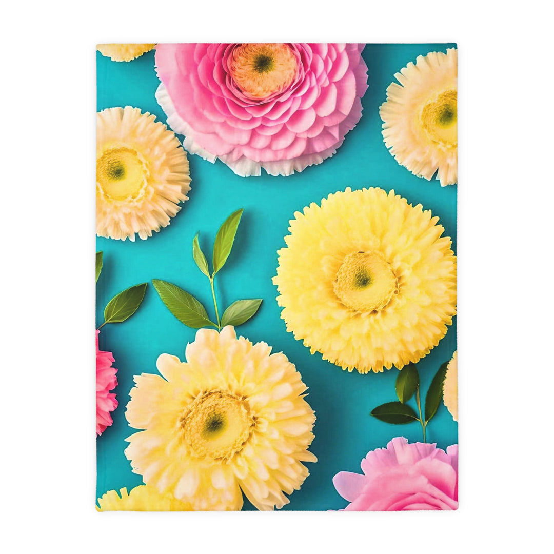Flower Power style 2 Velveteen Minky Blanket (Two-sided print)