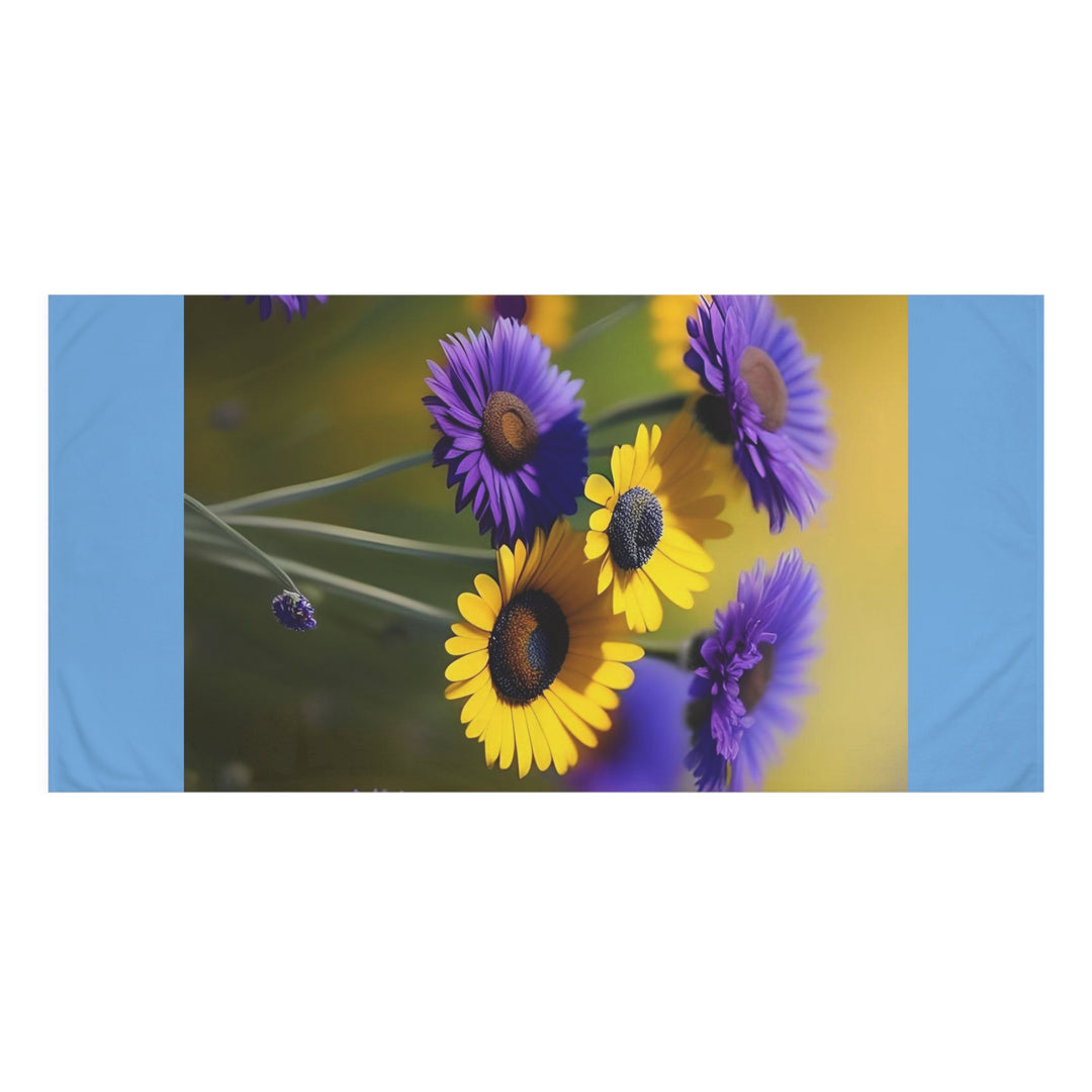 Nature's Bouquet on Light Blue Minky Cotton Towel
