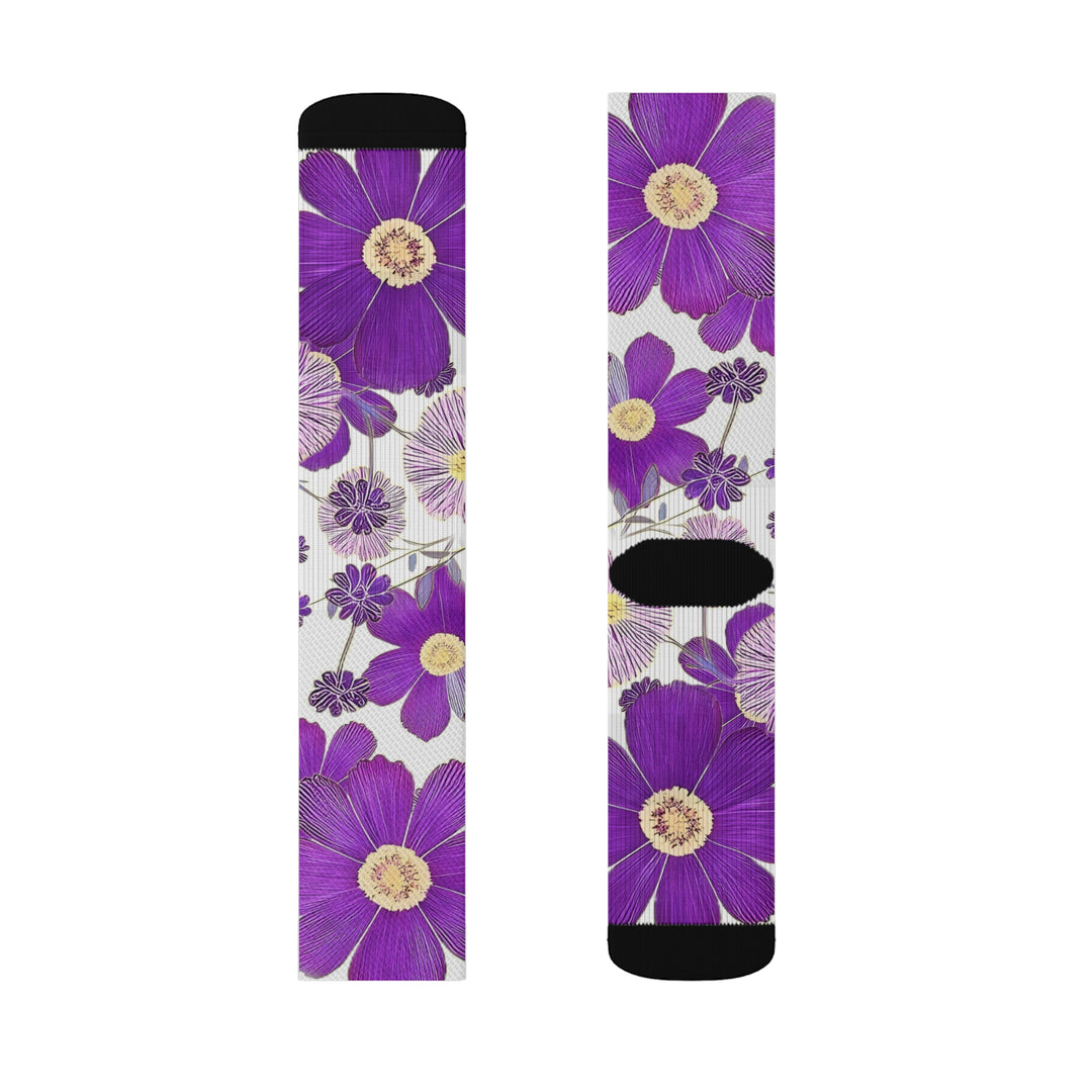 Purple Flowers Sublimation Socks