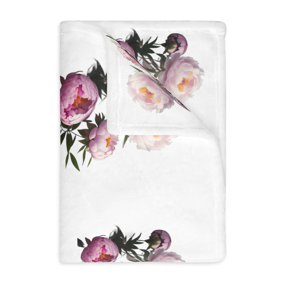 Peony Bouquet Velveteen Minky Blanket (Two-sided print)