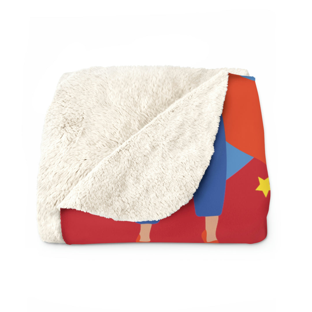 Super Hero Mom on Red Sherpa Fleece Blanket