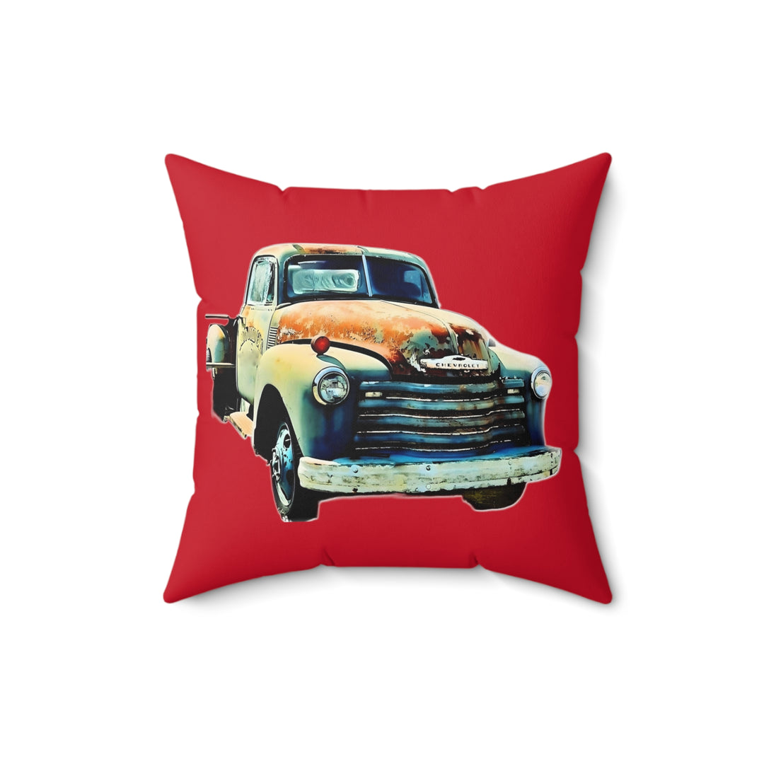 1953 Antique Truck Red Faux Suede Square Pillow