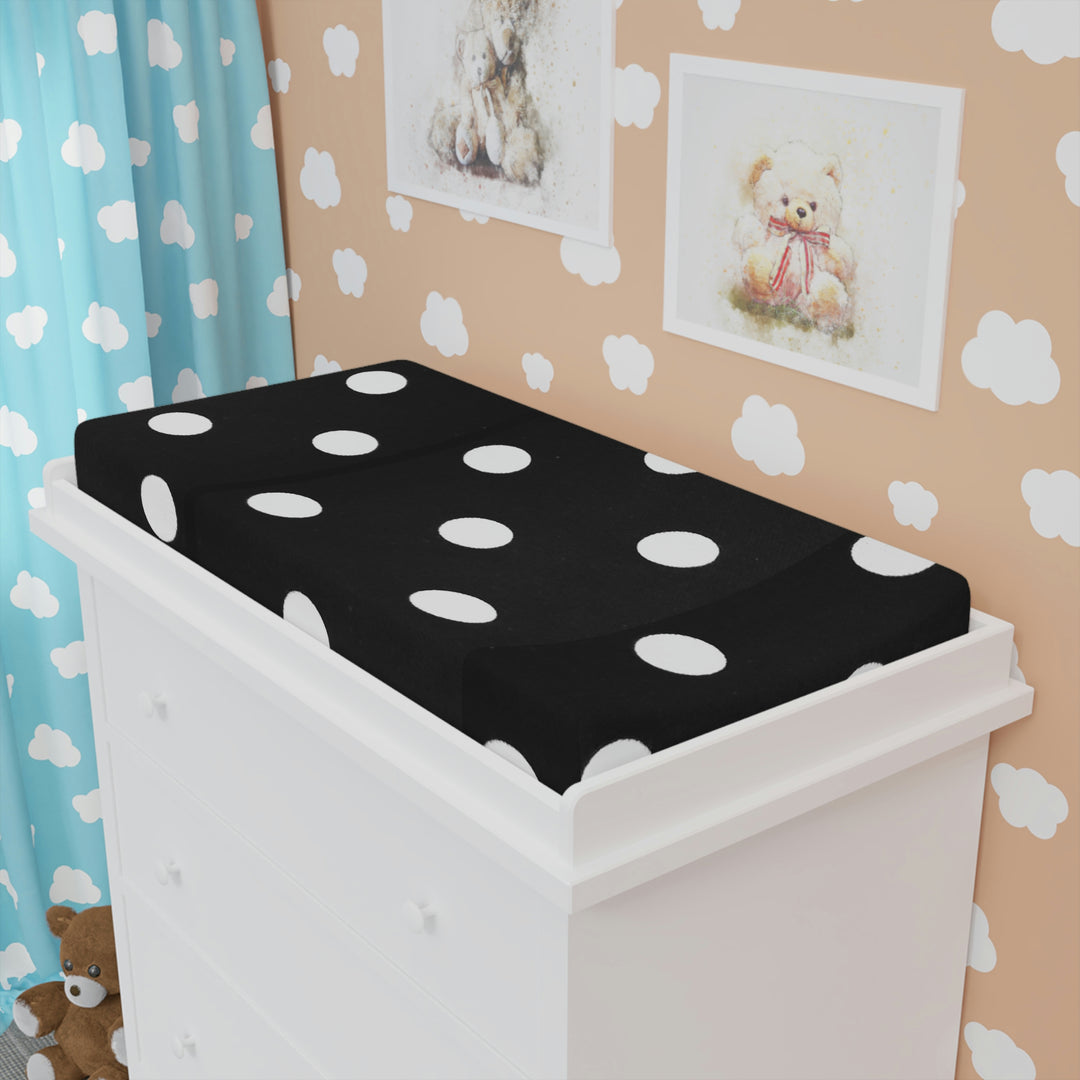 Blk & White poky dotz Baby Changing Pad Cover