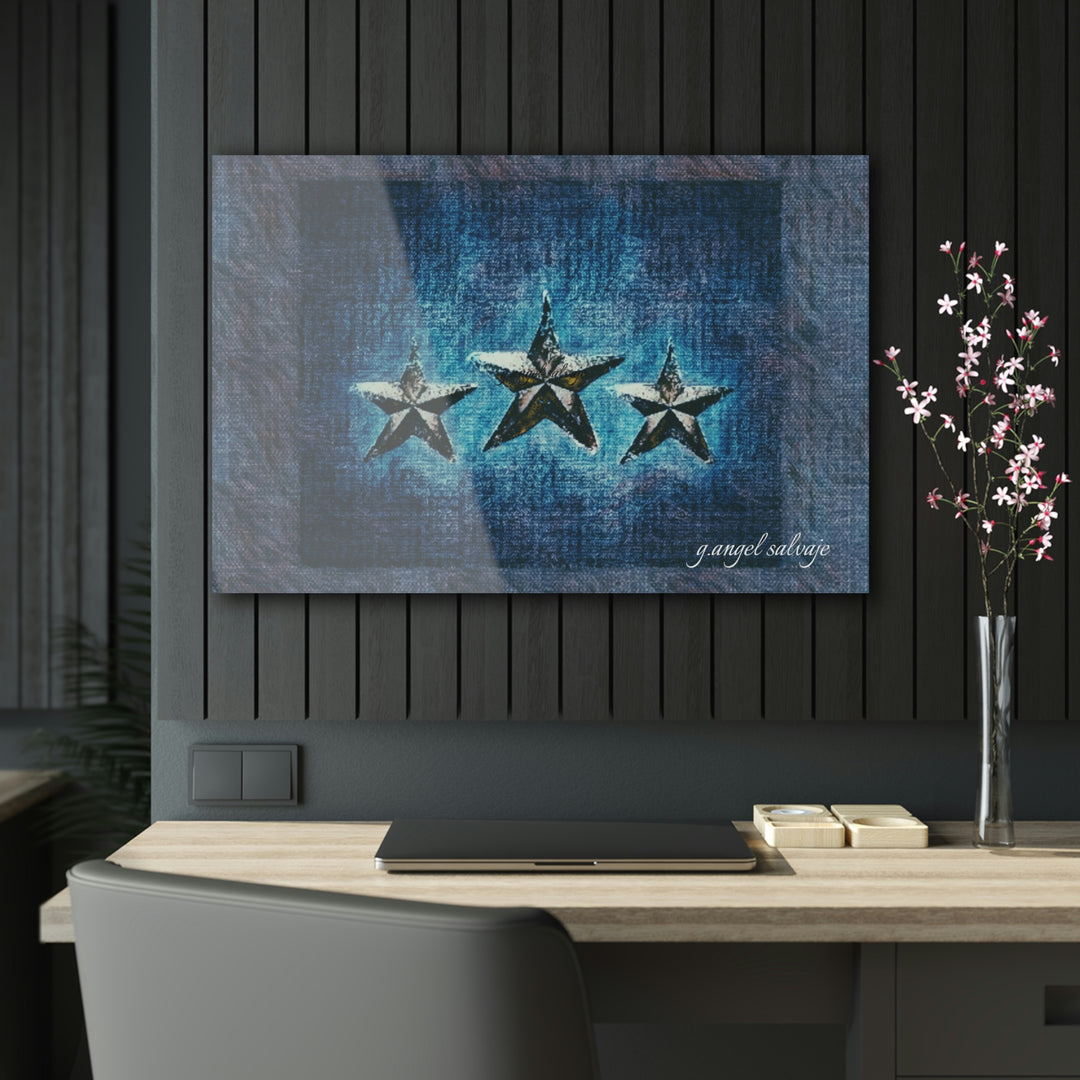 Triple Star in Textured Blues Acrylic Prints