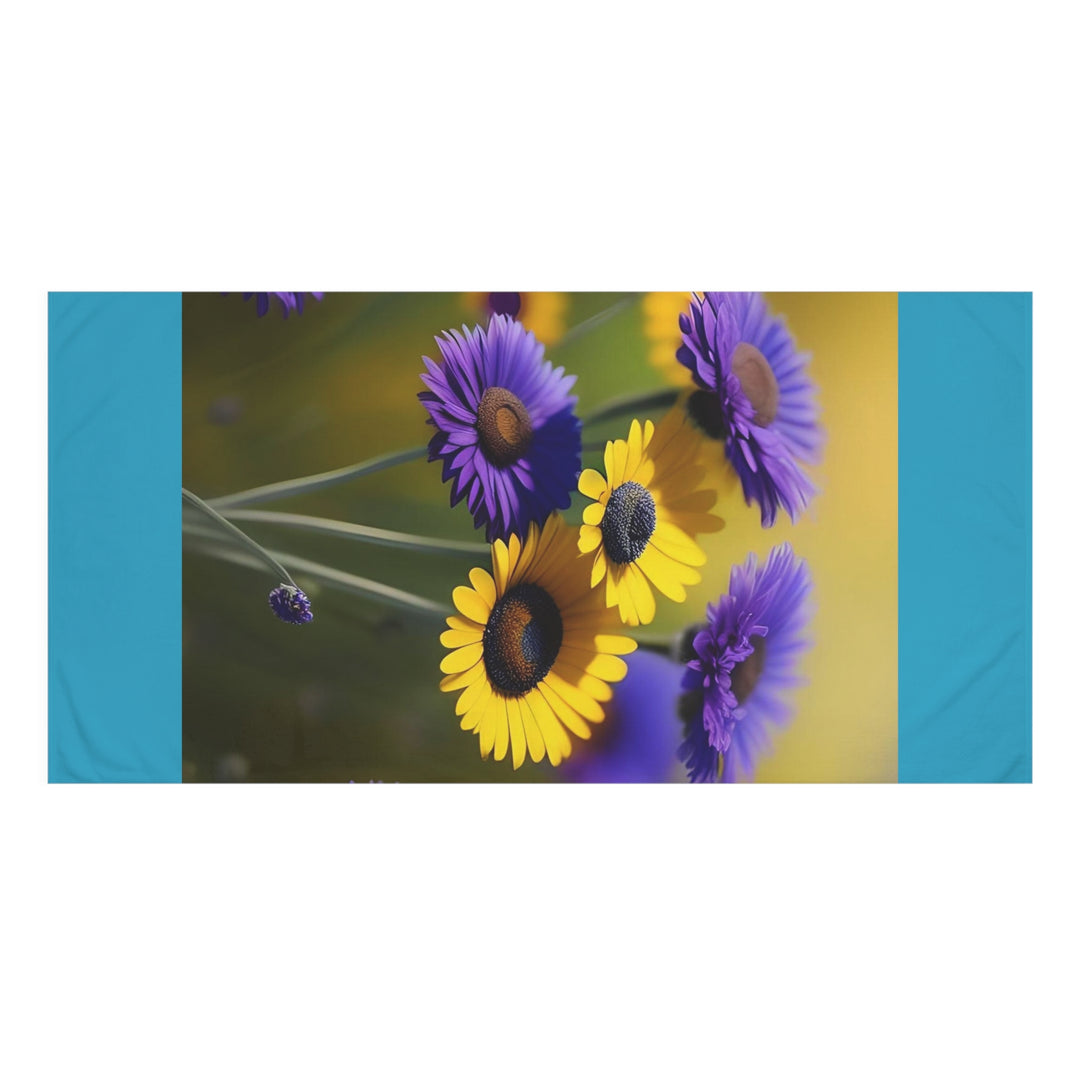 Nature's Bouquet on Turquoise Minky Cotton Towel