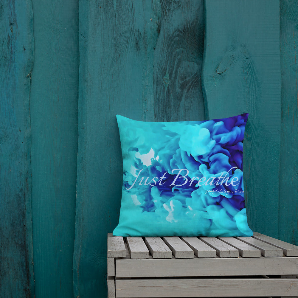 Just Breathe Blue Clouds Premium Pillow