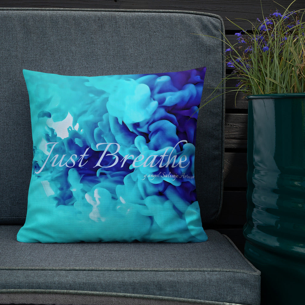 Just Breathe Blue Clouds Premium Pillow