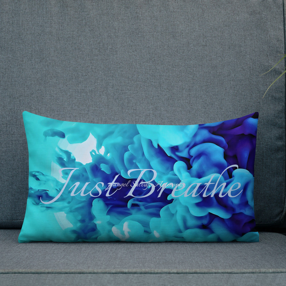 Just Breathe Blue Clouds Premium Pillow