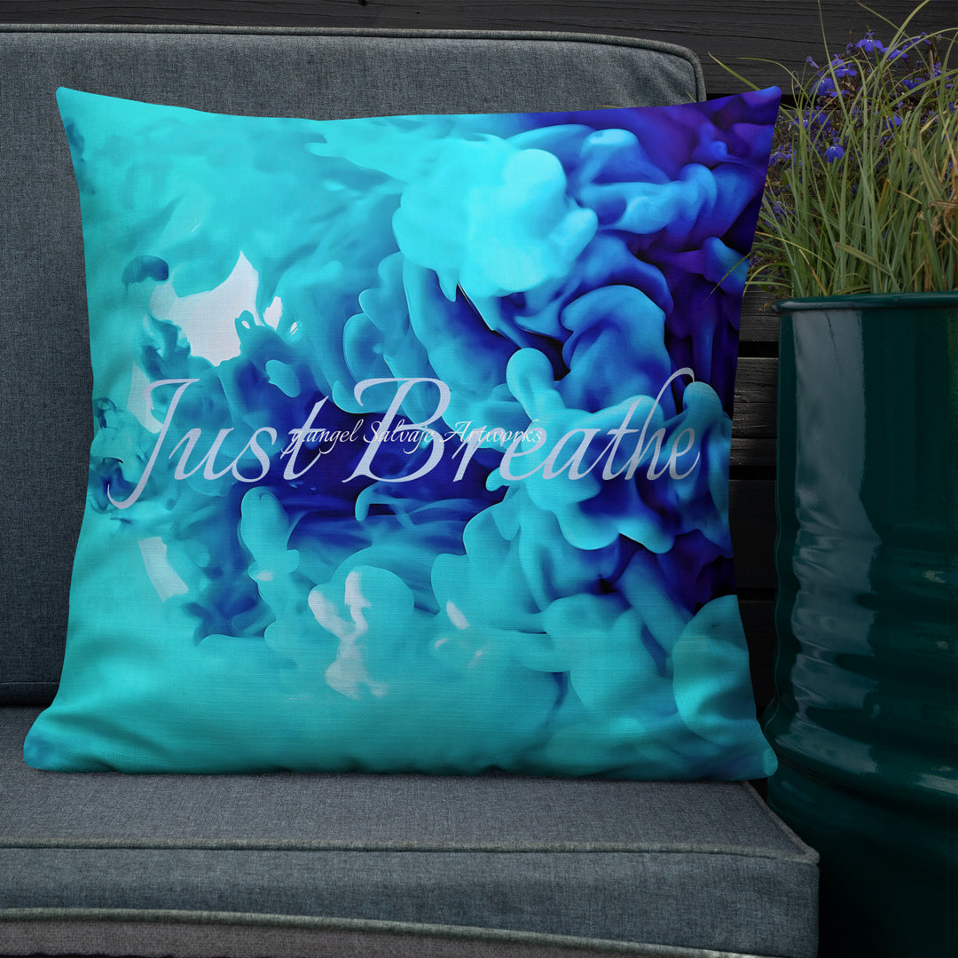 Just Breathe Blue Clouds Premium Pillow
