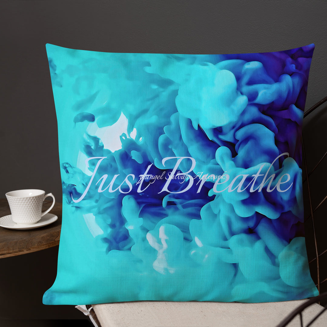 Just Breathe Blue Clouds Premium Pillow