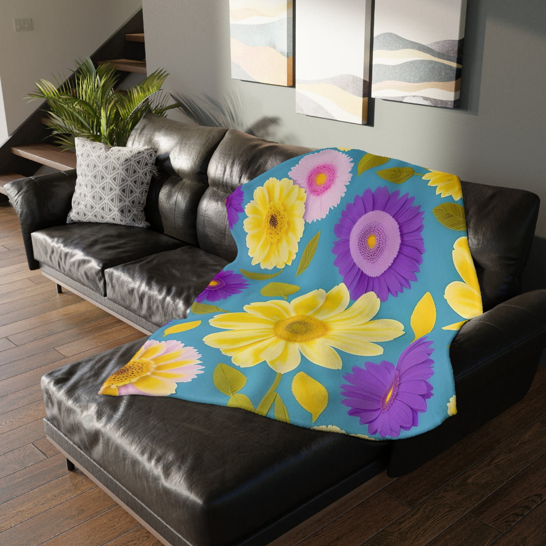 Flower Power Velveteen Minky Blanket (Two-sided print)