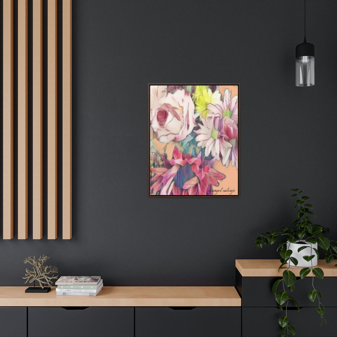 Floral/ coral background Gallery Canvas Wraps, Vertical Frame