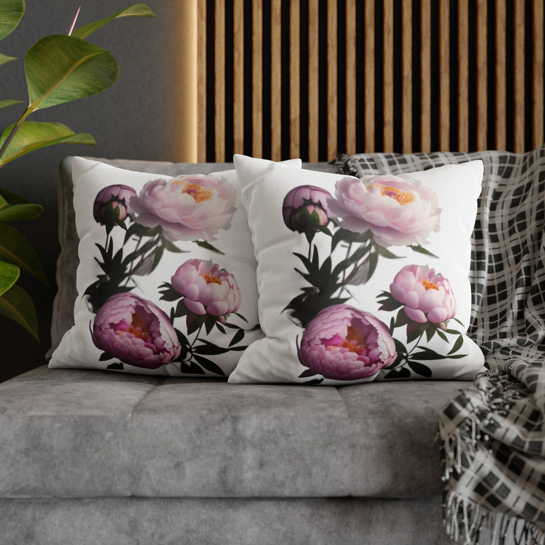 Peony Bouquet Spun Polyester Square Pillow Case
