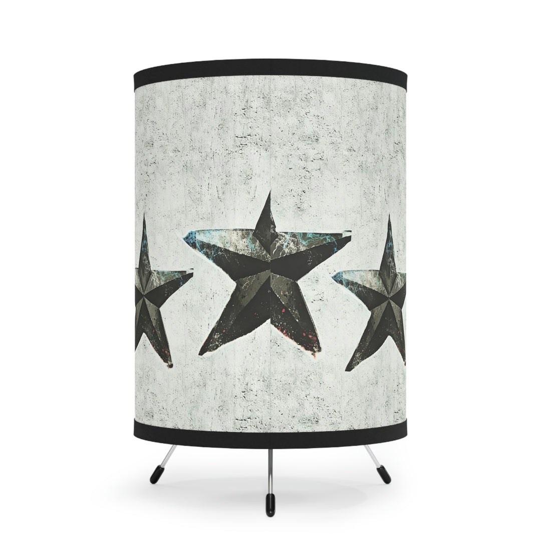 Triple Star on Light Grey Tripod Lamp with High-Res Printed Shade, US\CA plug
