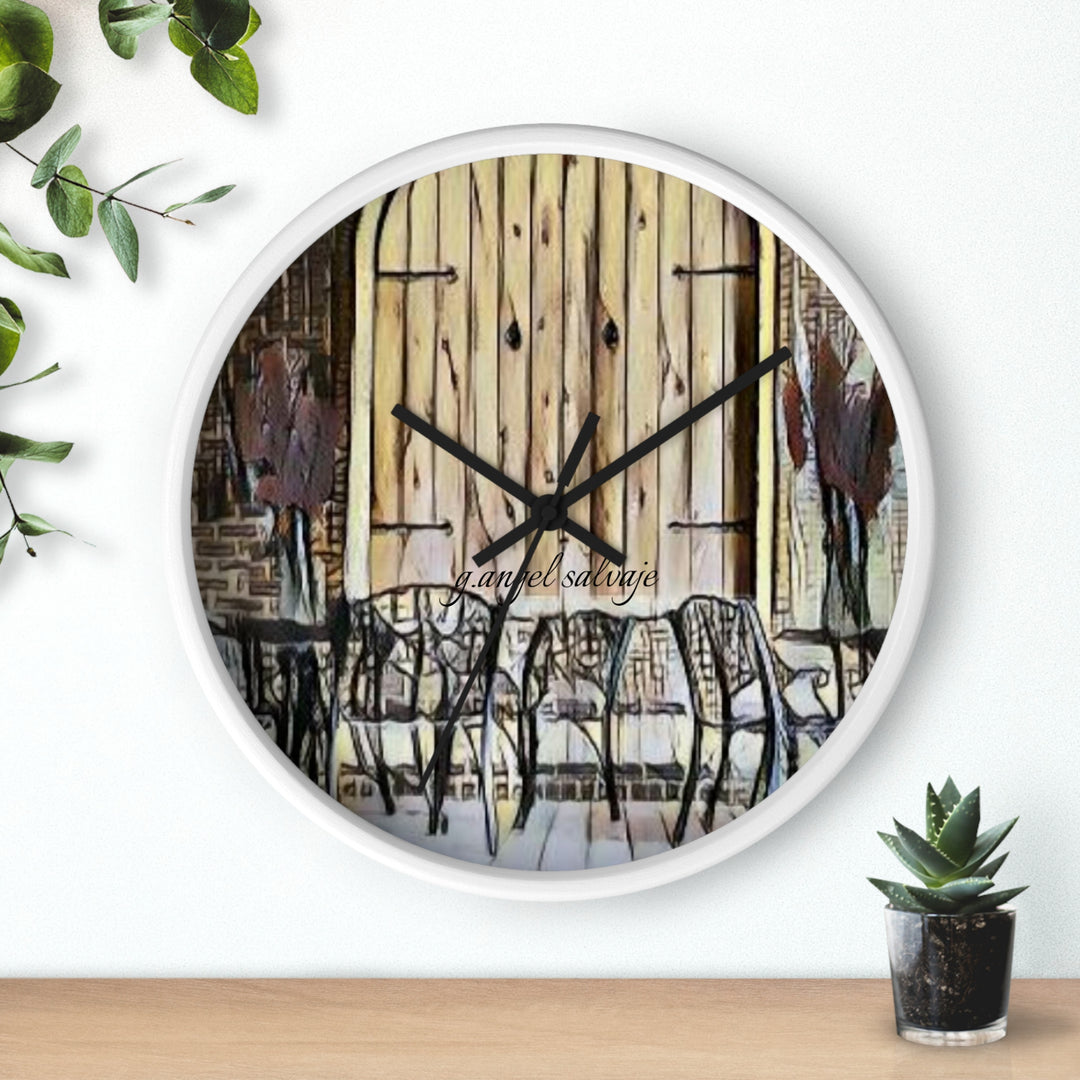 Patio with Flowers Wall Clock