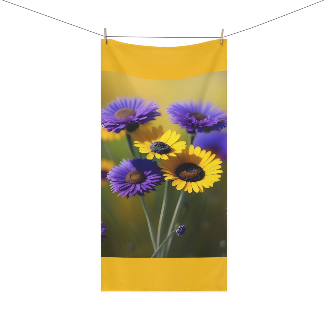 Nature's Bouquet on Yellow Minky Cotton Towel