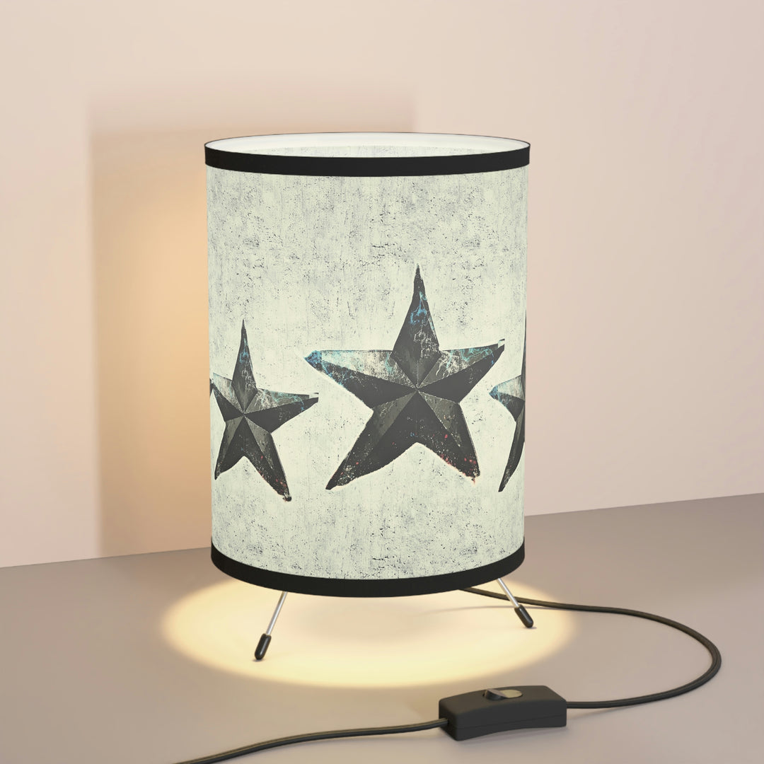 Triple Star on Light Grey Tripod Lamp with High-Res Printed Shade, US\CA plug