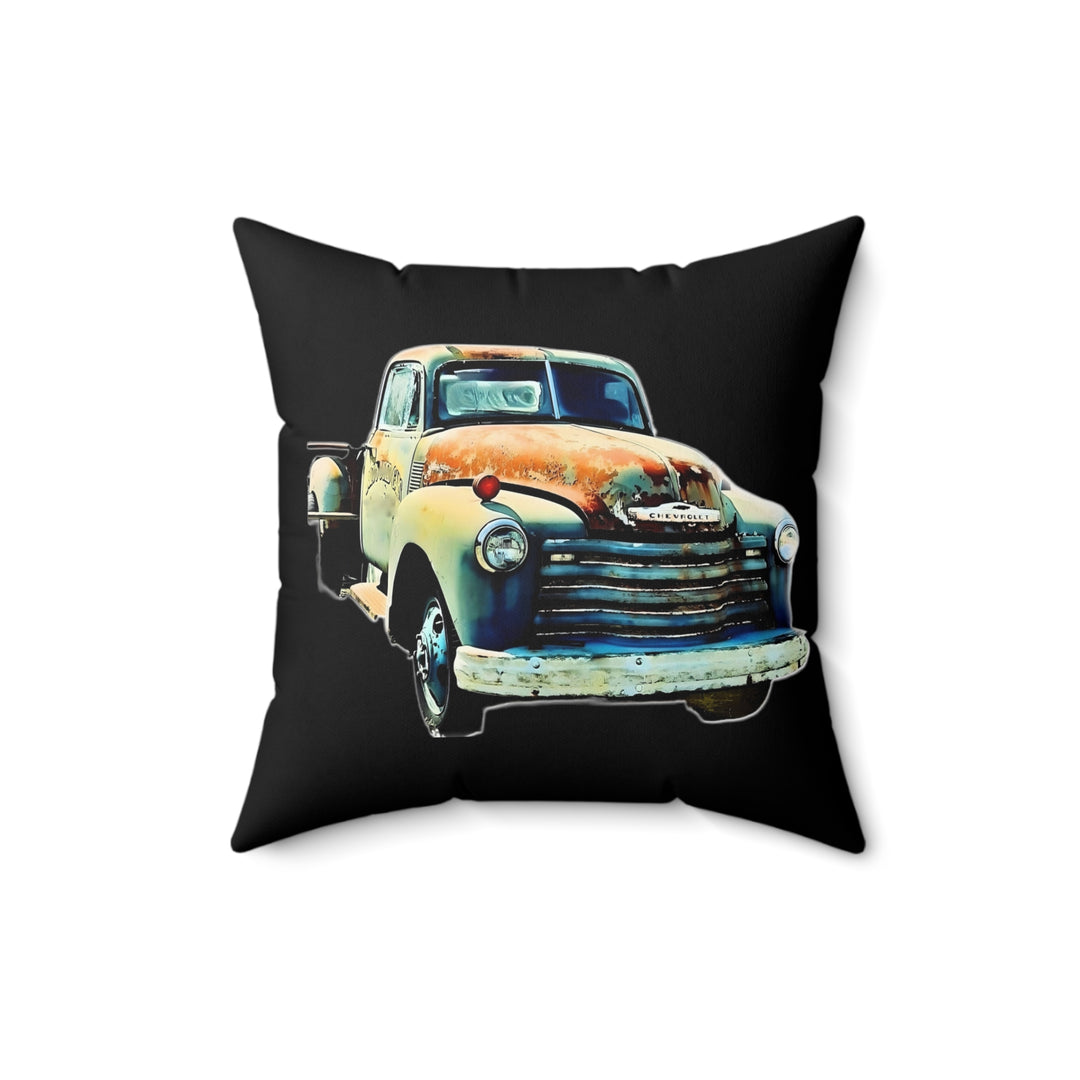 1953 Antique Truck Black Faux Suede Square Pillow