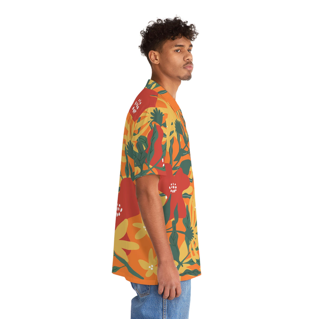 Summer Vibes Orange Men's Hawaiian Shirt (AOP)