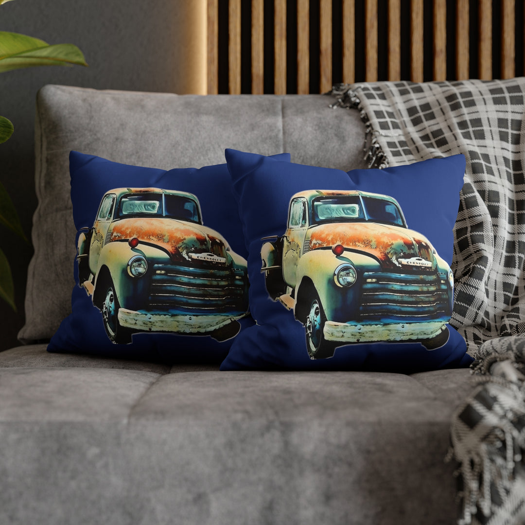 1953 Antique Truck , Blue Faux Suede Square Pillow Case