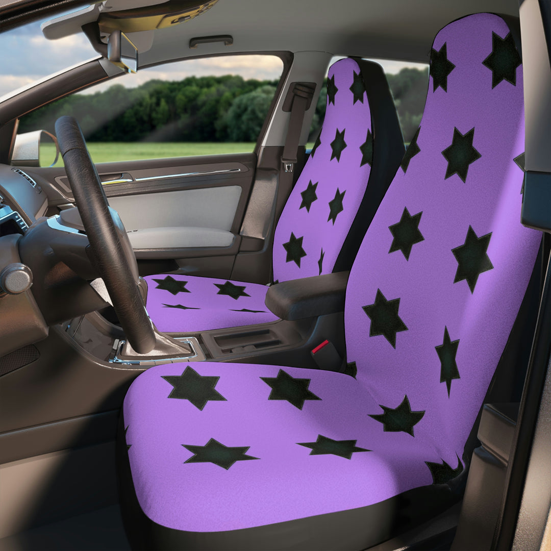 Kiss inspired black stars on purple Car Seat Covers