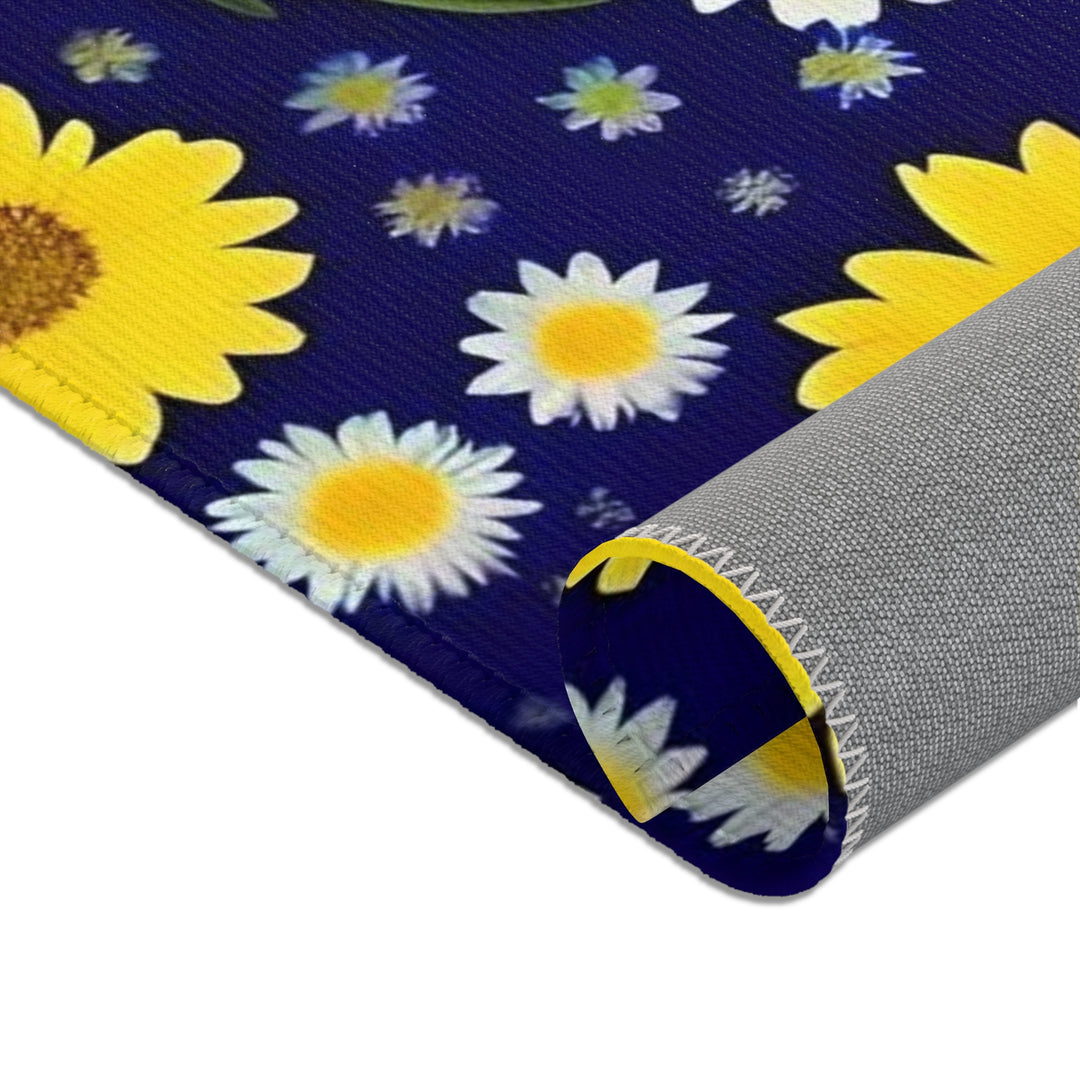 Daisies on Navy Area Rugs