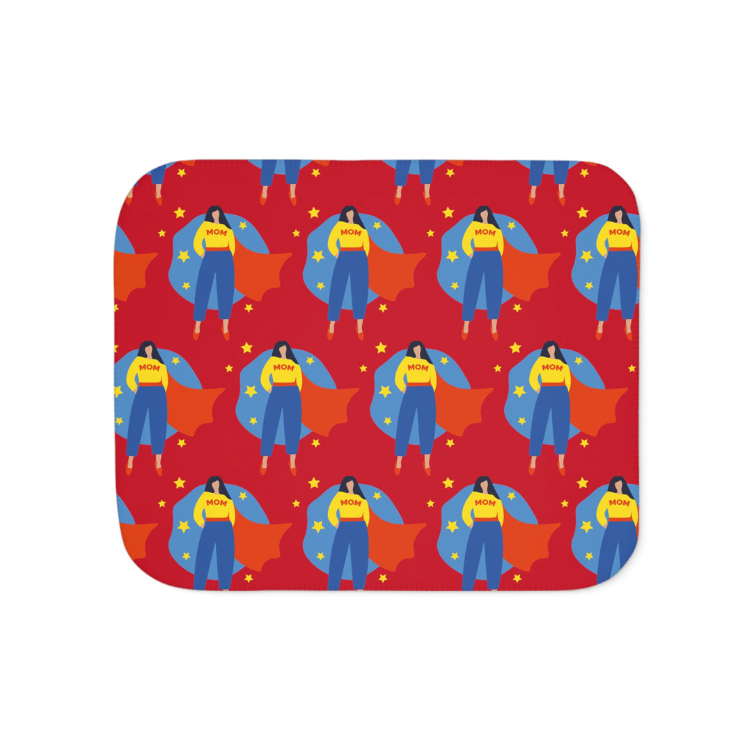 Super Hero Mom, landscape Sherpa Blanket, Two Colors