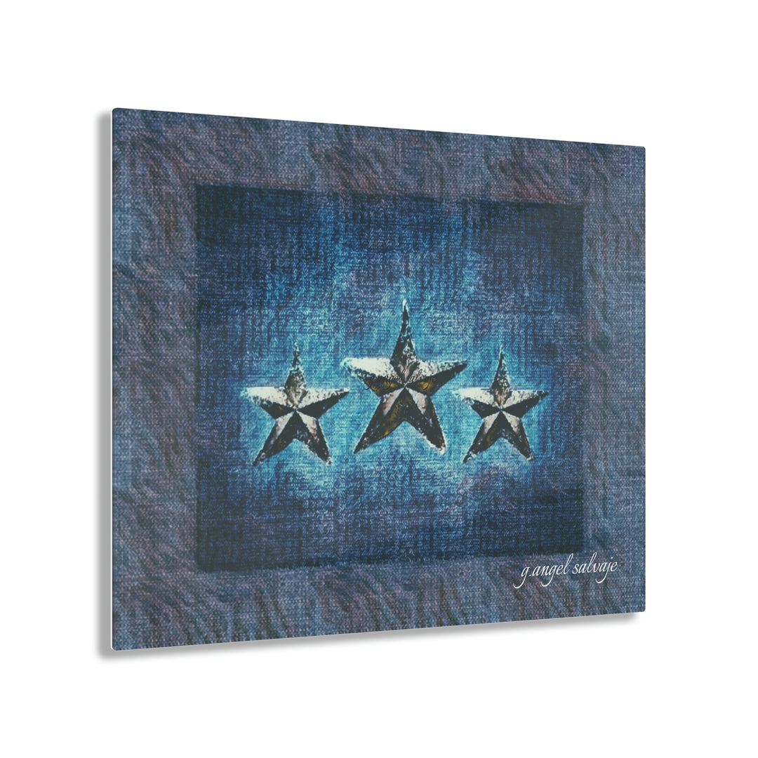 Triple Star in Textured Blues Acrylic Prints