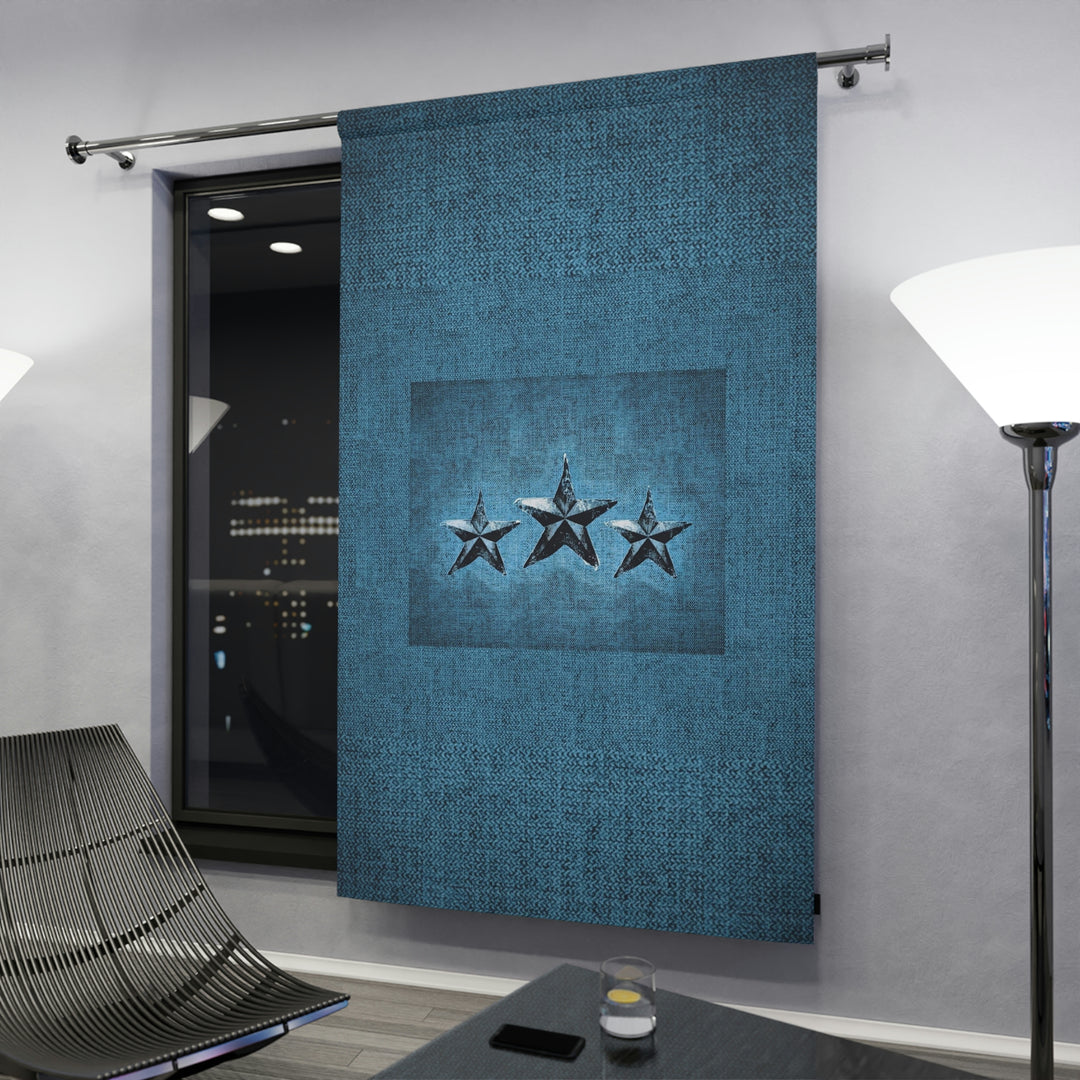 Triple Star in Turquoise Window Curtains (1 Piece)