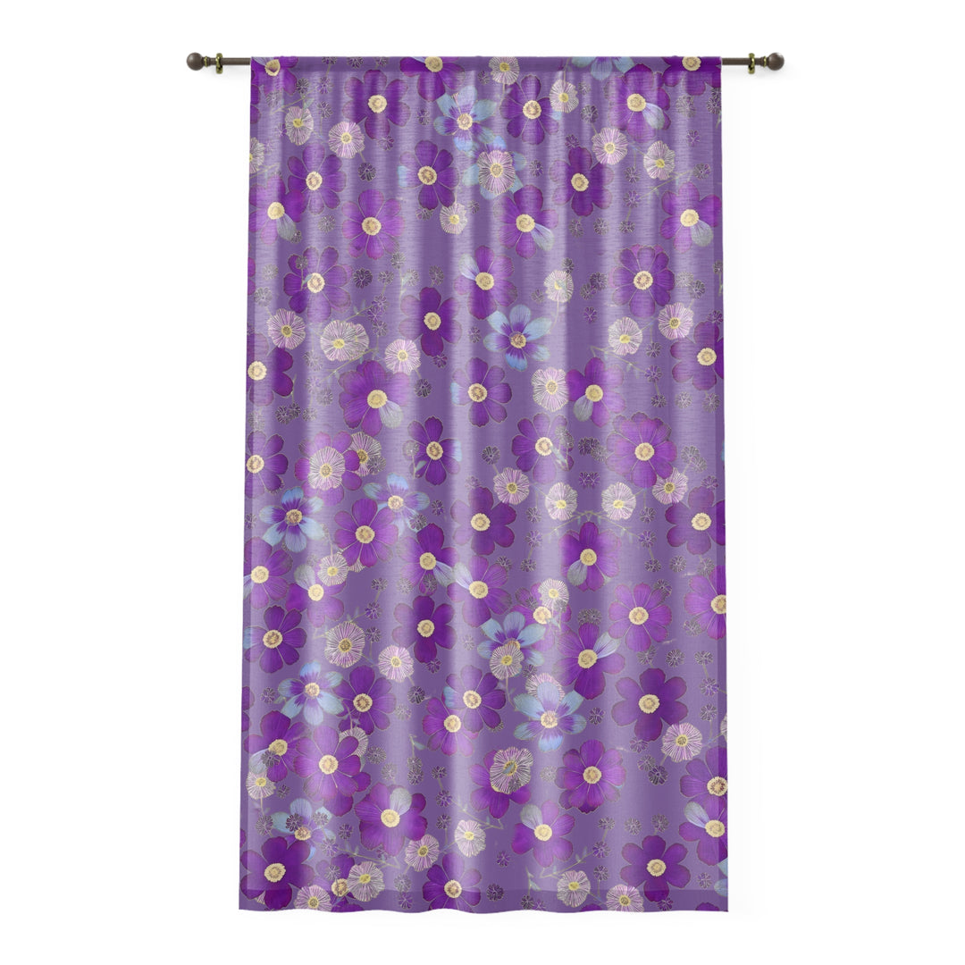 Purple Le Fleur  on Light Purple Sheer Window Curtain