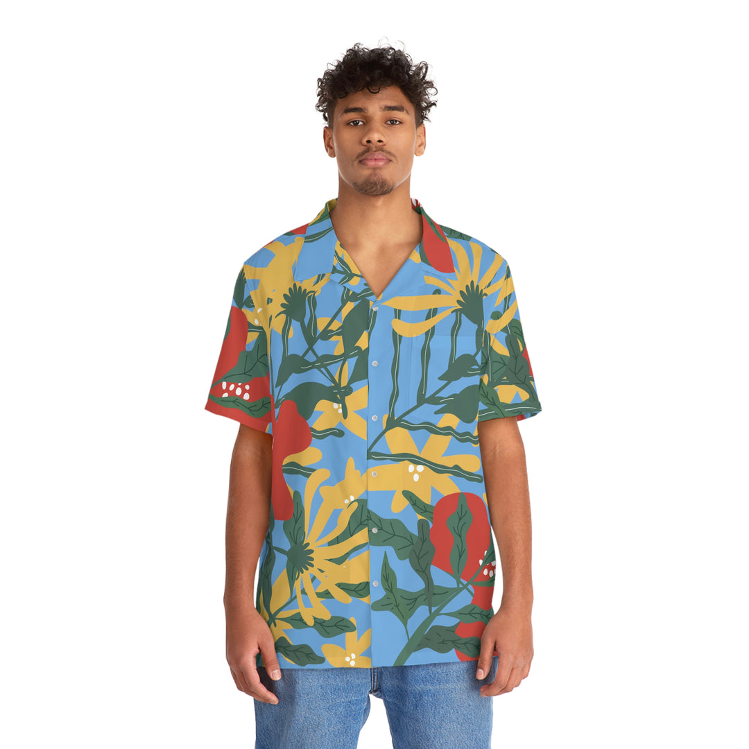 Summer Vibes Light Blue  Men's Hawaiian Shirt (AOP)