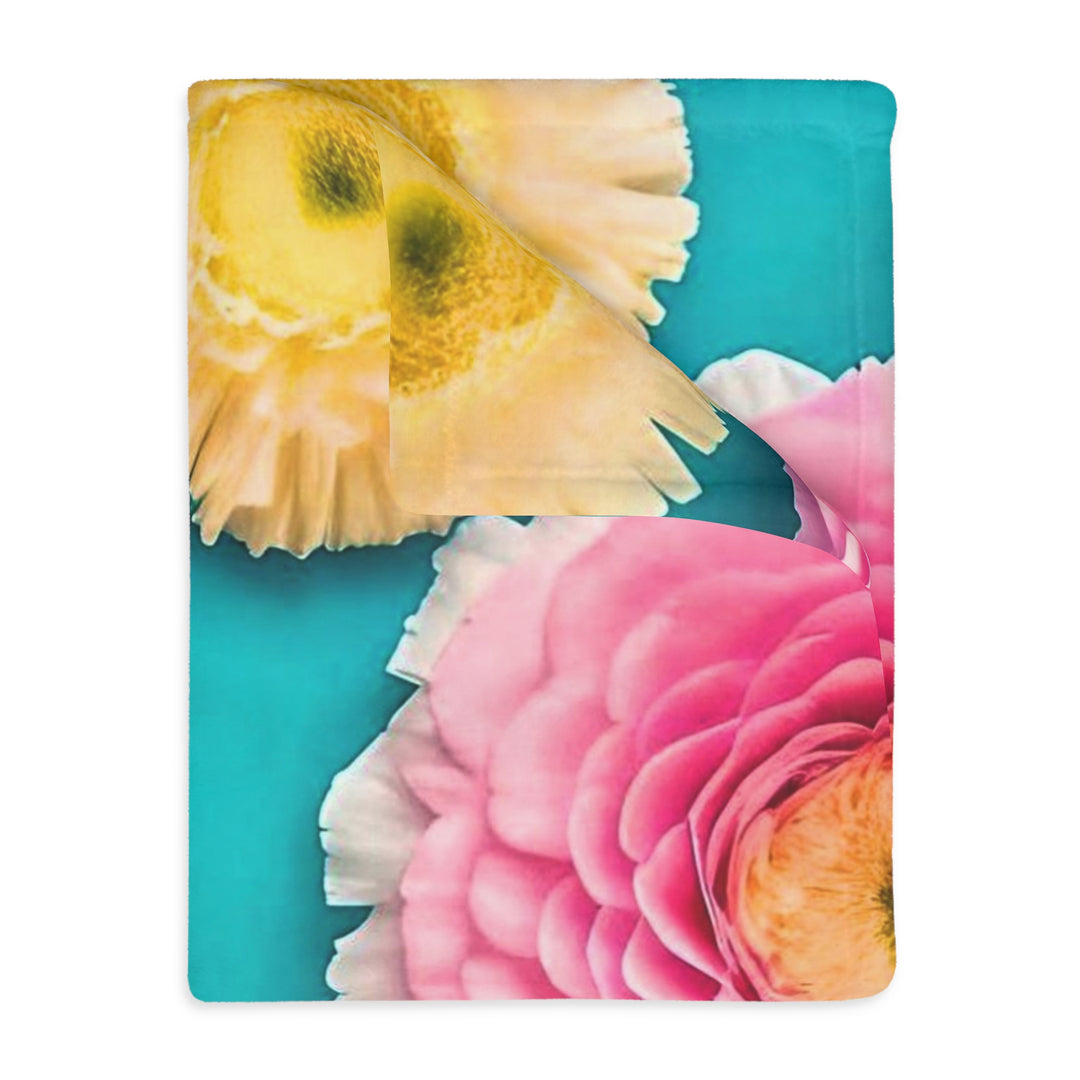 Flower Power style 2 Velveteen Minky Blanket (Two-sided print)
