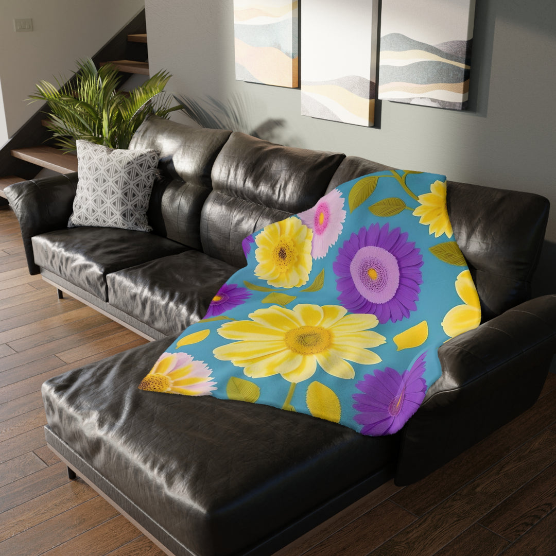 Flower Power Velveteen Minky Blanket (Two-sided print)