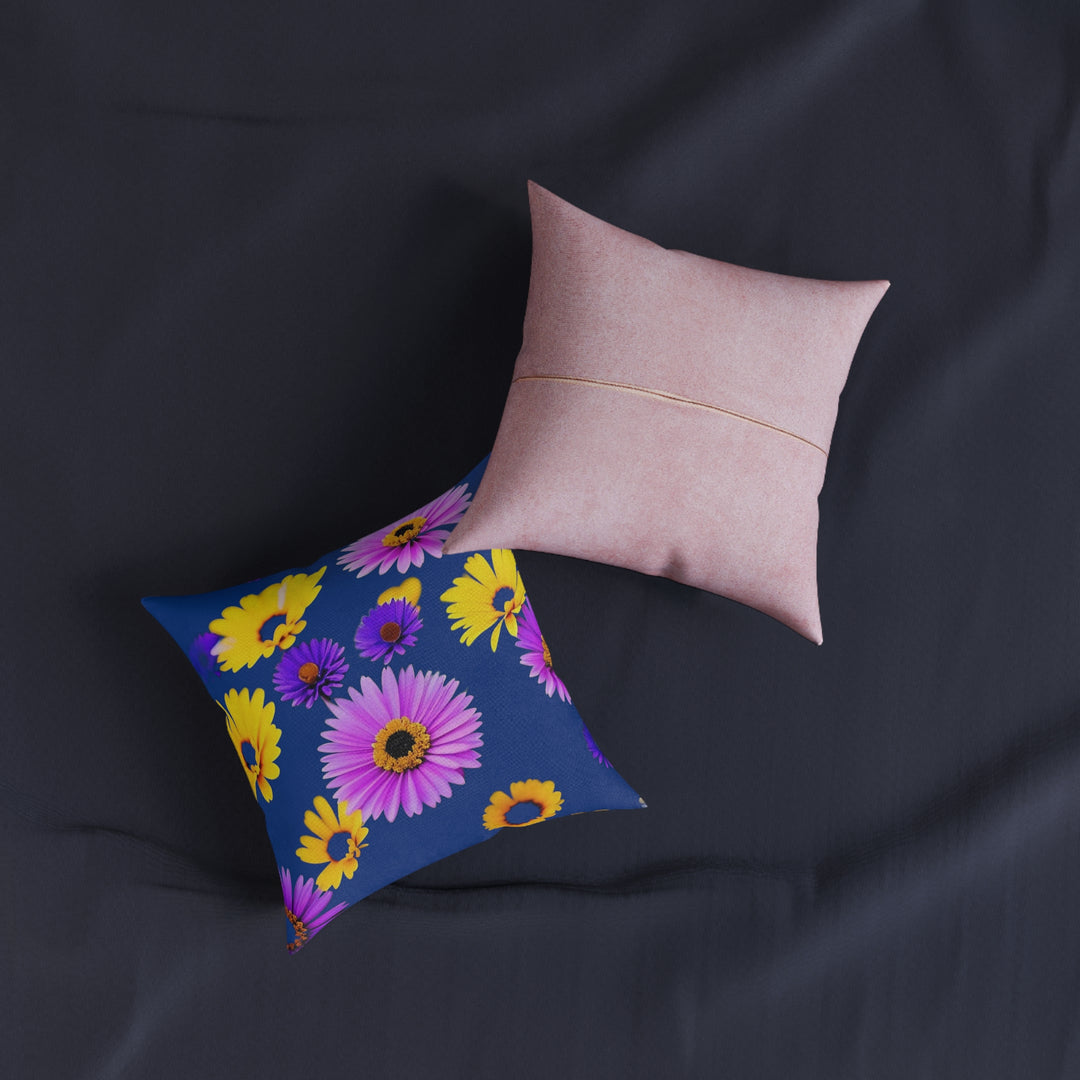 Le fleur on DarkBlue/Pink Back, Square Pillow