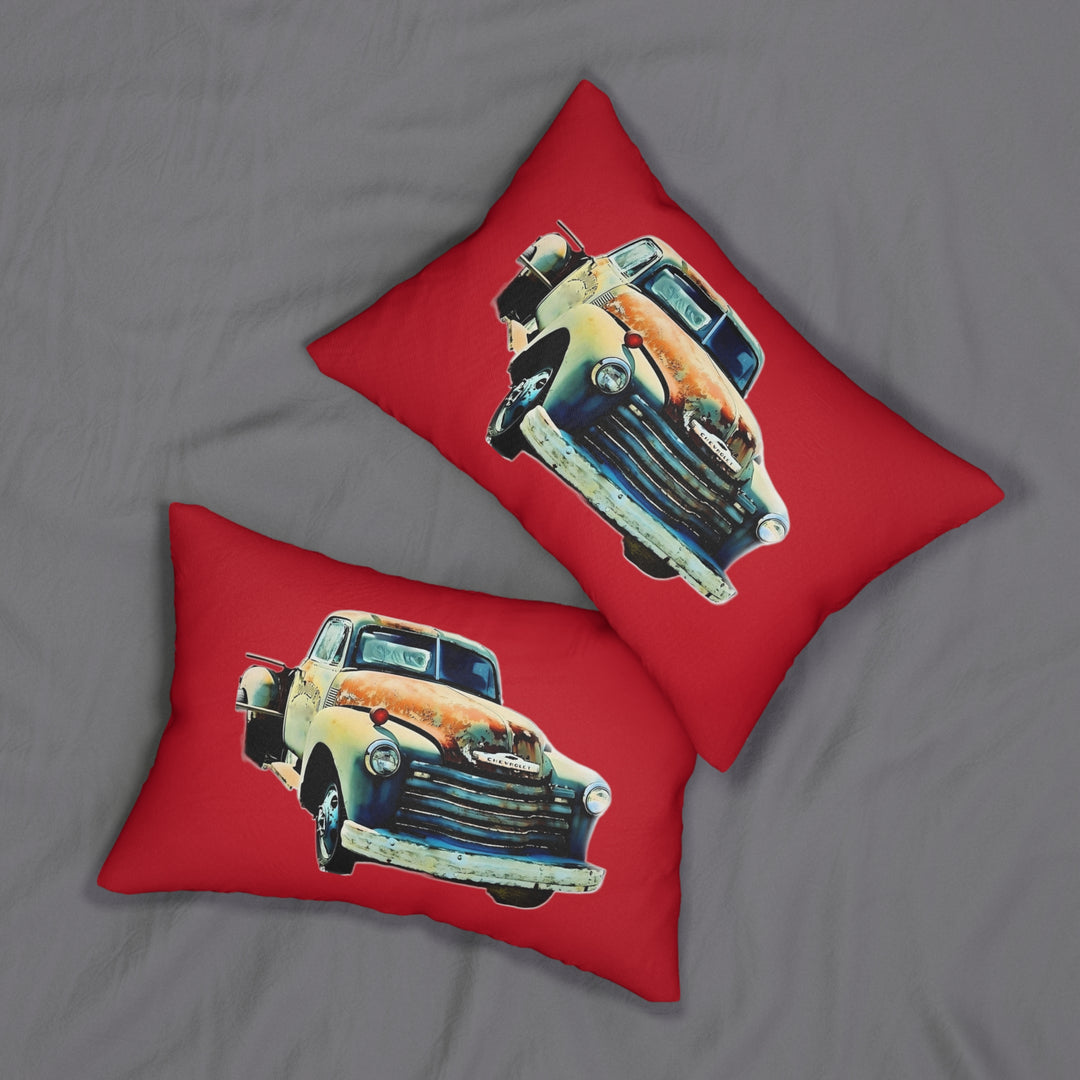 1953 Antique Truck, Red Spun Polyester Lumbar Pillow