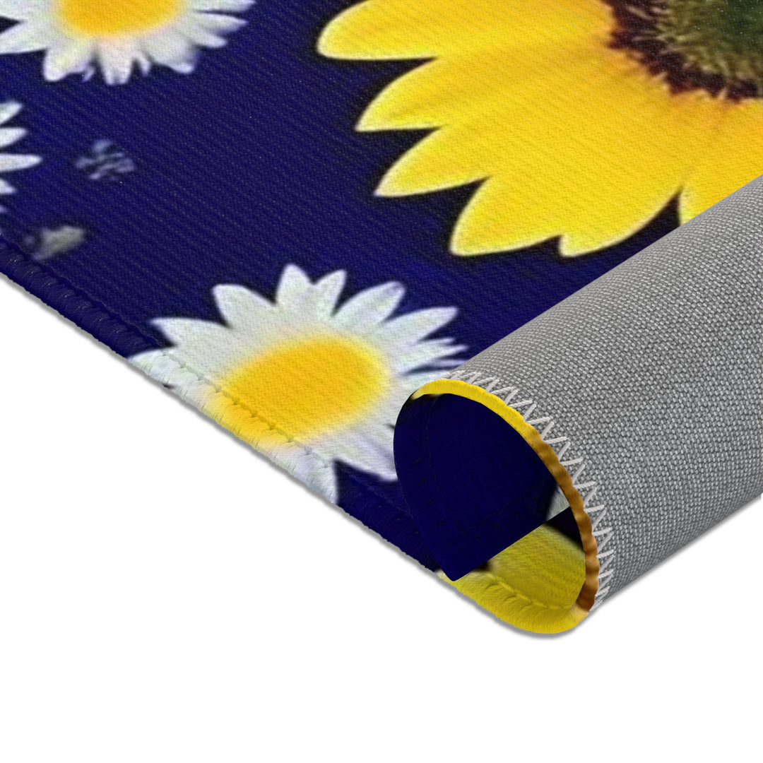 Daisies on Navy Area Rugs