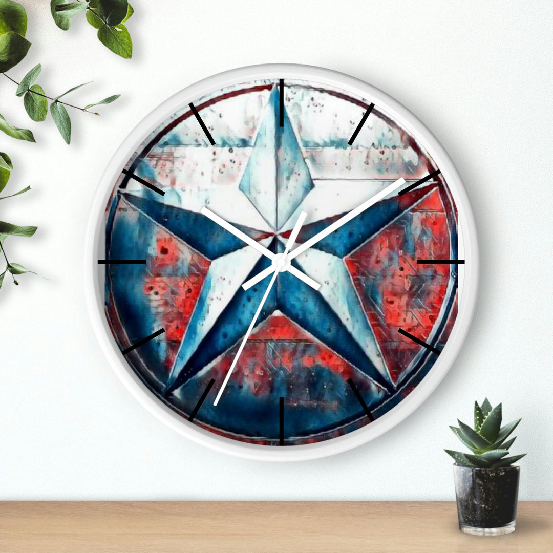 Texas star Red, White & Blue Splash Wall Clock