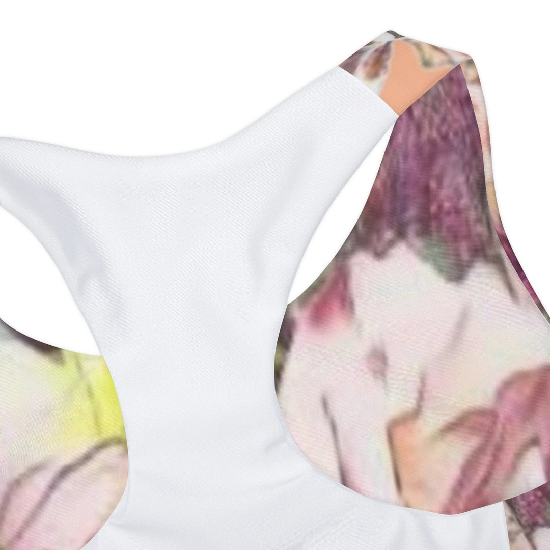 Floral /Coral background Girls' Swimsuit Crop Top (AOP)