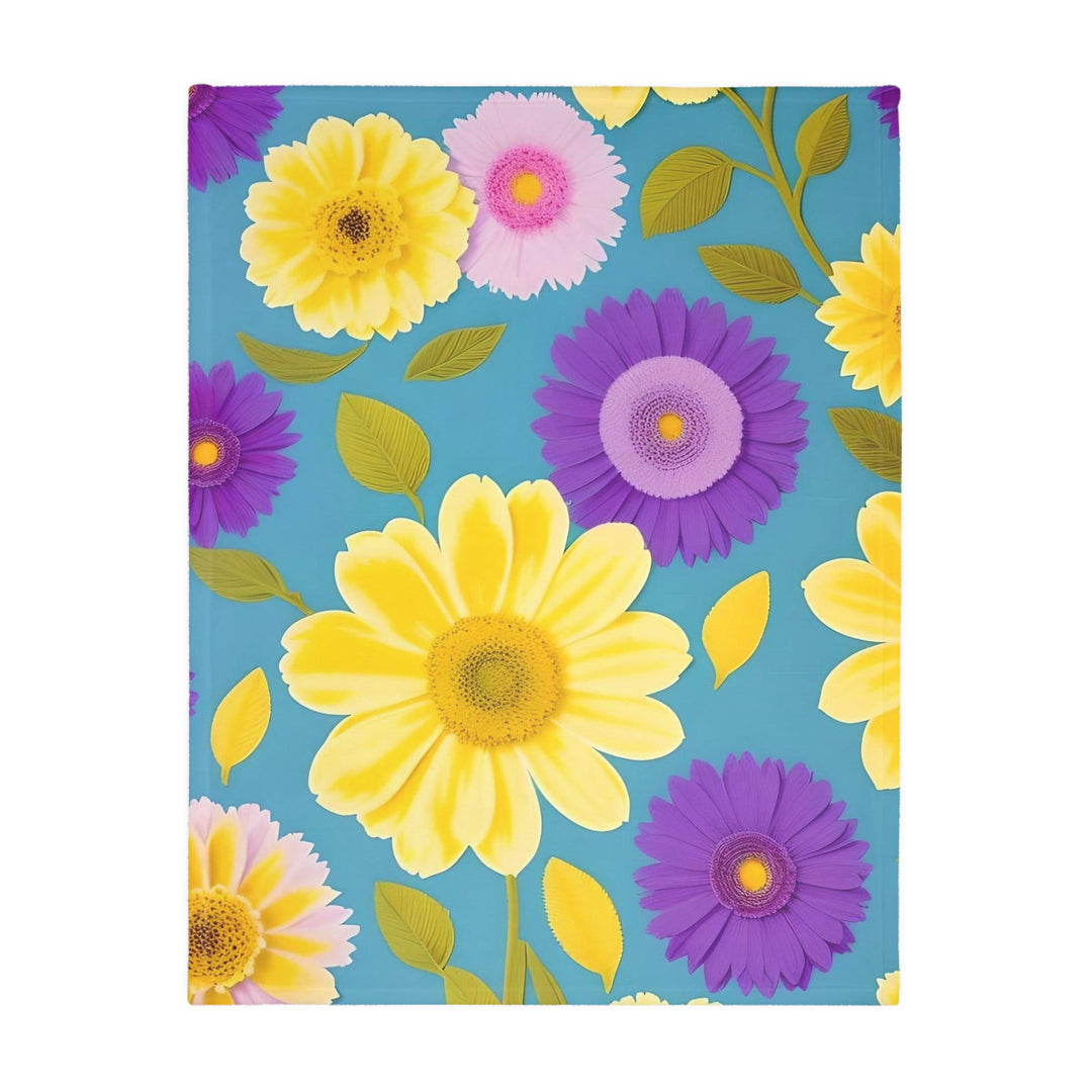 Flower Power Velveteen Minky Blanket (Two-sided print)