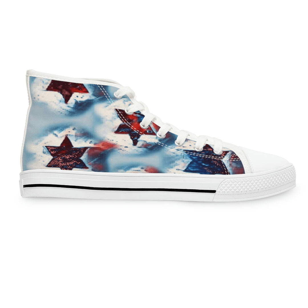 Blue with Stars Women's High Top Sneakers