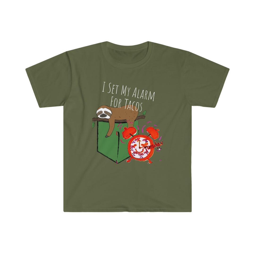 Taco alarm set Unisex Sloth Softstyle T-Shirt