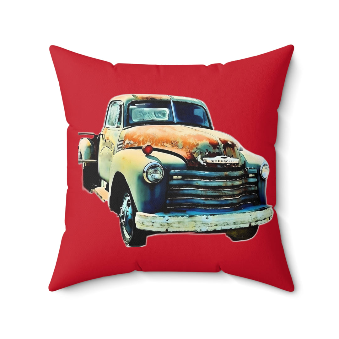 1953 Antique Truck Red Faux Suede Square Pillow