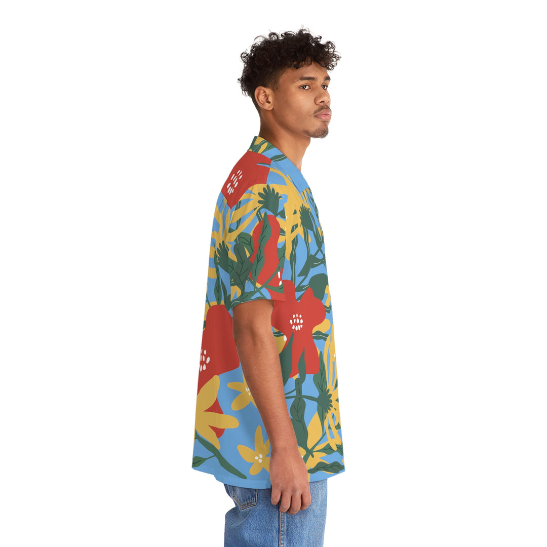 Summer Vibes Light Blue  Men's Hawaiian Shirt (AOP)