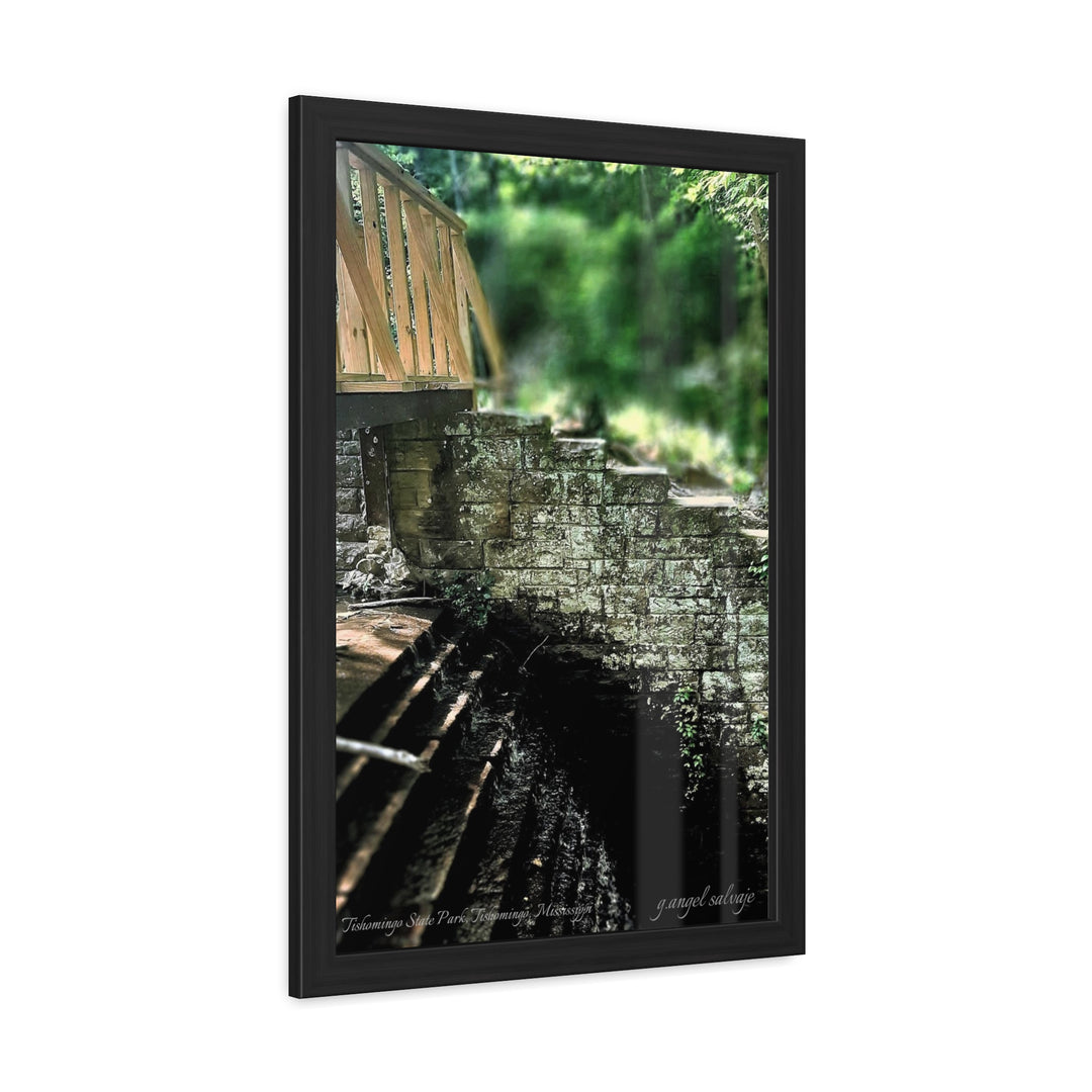 Footbridge Over Cascading Water Framed Posters
