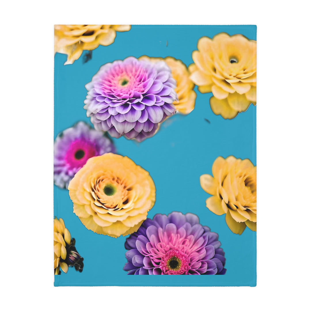 Flower Power style 3 Velveteen Minky Blanket (Two-sided print)
