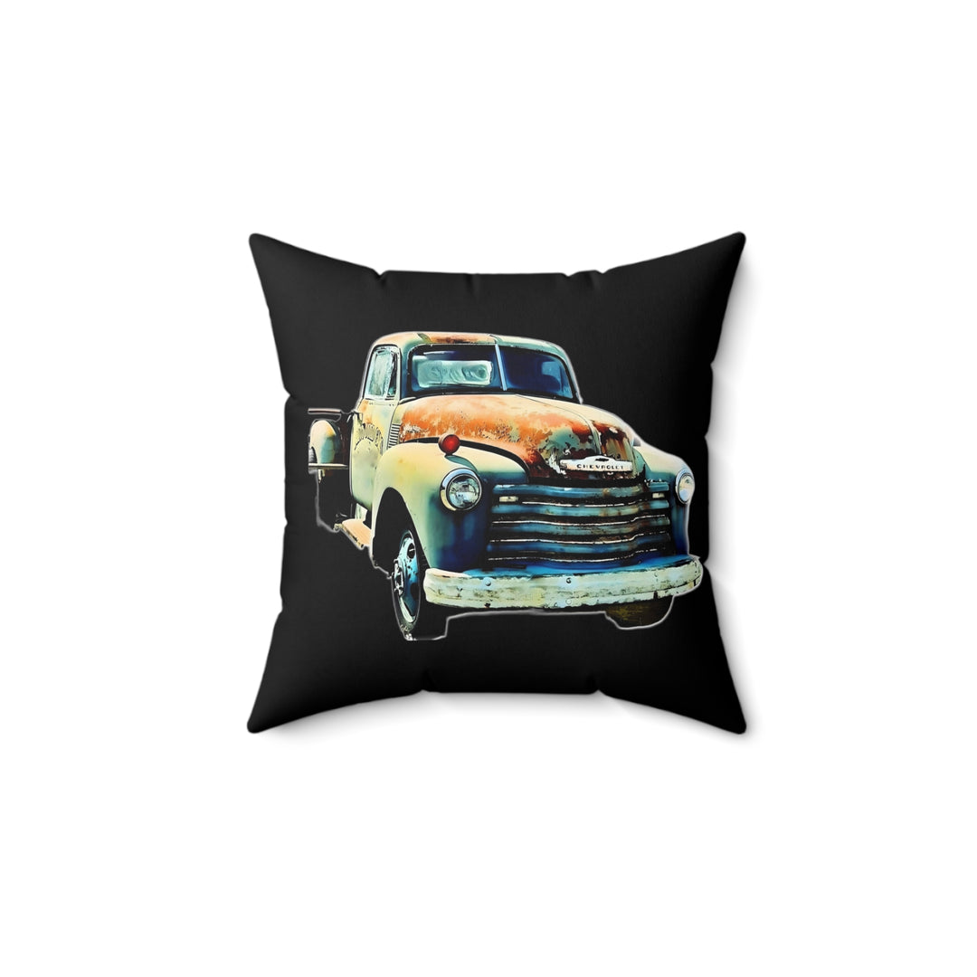 1953 Antique Truck Black Faux Suede Square Pillow
