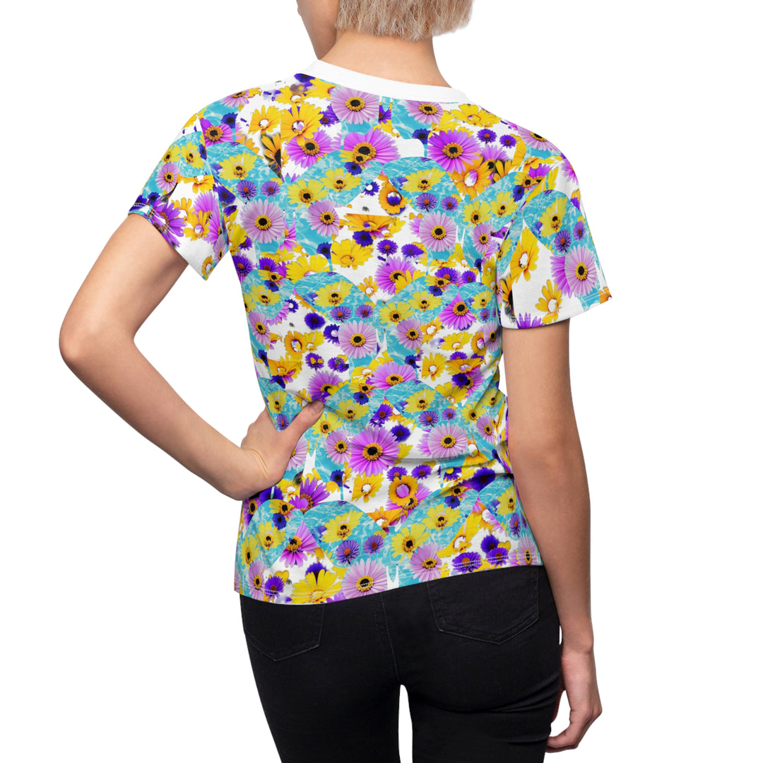 White Le Fleur & Butterfly Women's Cut & Sew Tee (AOP)