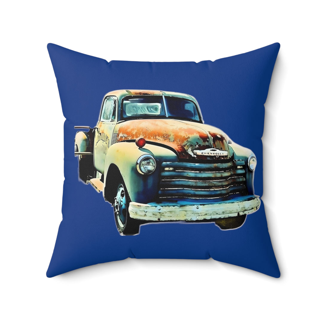 1953 Antique Truck Blue Faux Suede Square Pillow